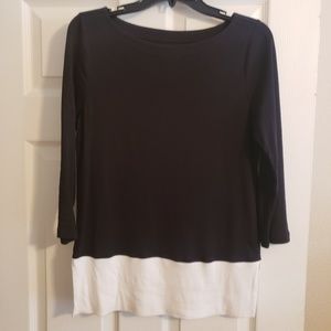 LOFT Black and White Color Block Shirt - S
